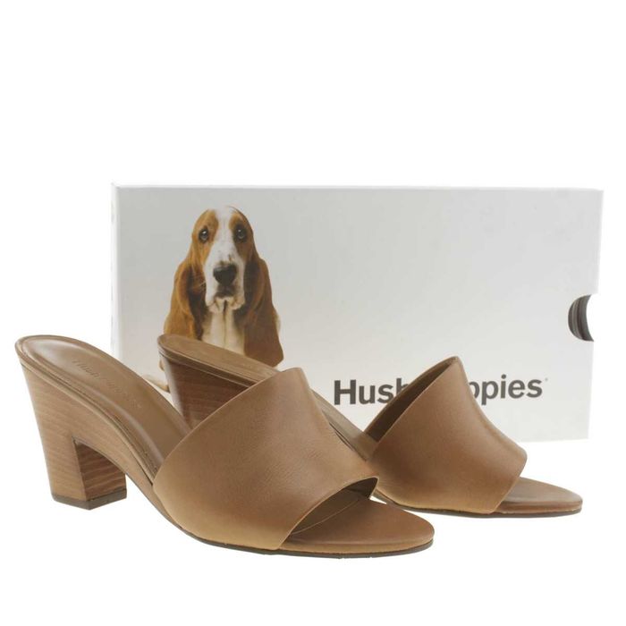 %ПРОМО% HUSH PUPPIES № 37-38-39 – Дамски кожени сандали"TAN LOW HEELS"