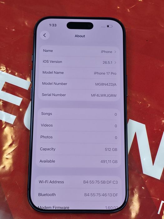 КАТО НОВ 512GB iPhone 17 Pro Гаранция Технополис 2027г. Blue | Син