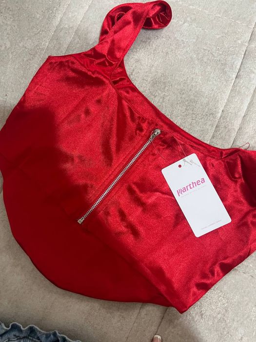 Красный топ корсет