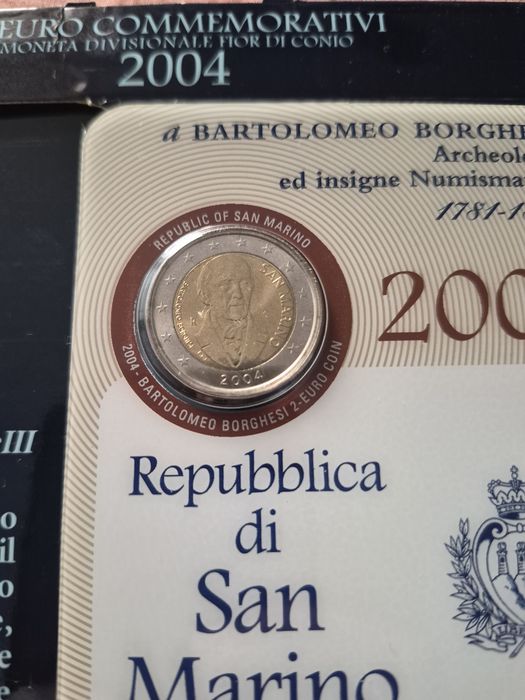 Сет Сан Марино 2 евро, 2004 Borghesi, 2005 Galileo Galilei, San Marino 2 euro