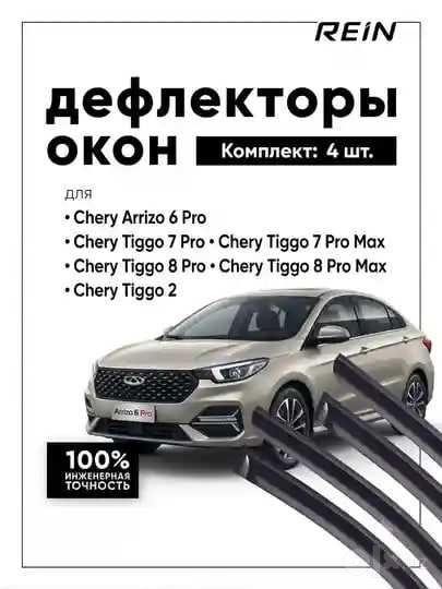 Ветровики (дефлекторы боковых окон) Chery Arrizo 6 Pro