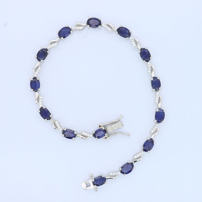 Сребърна тенис гривна с натурални Сапфири Royal Blue със сертификат