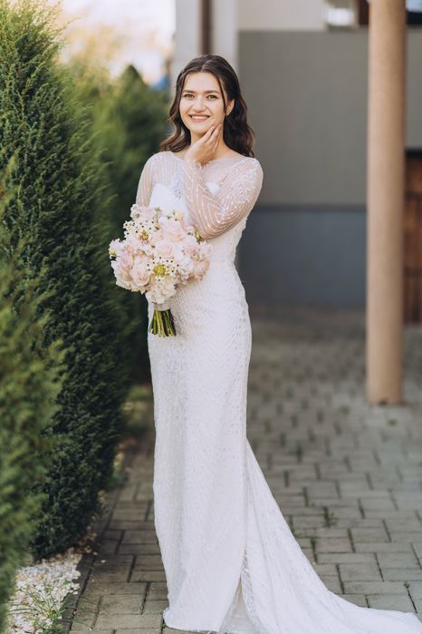 Rochie de mireasa tip sirenă mărimea S + voal