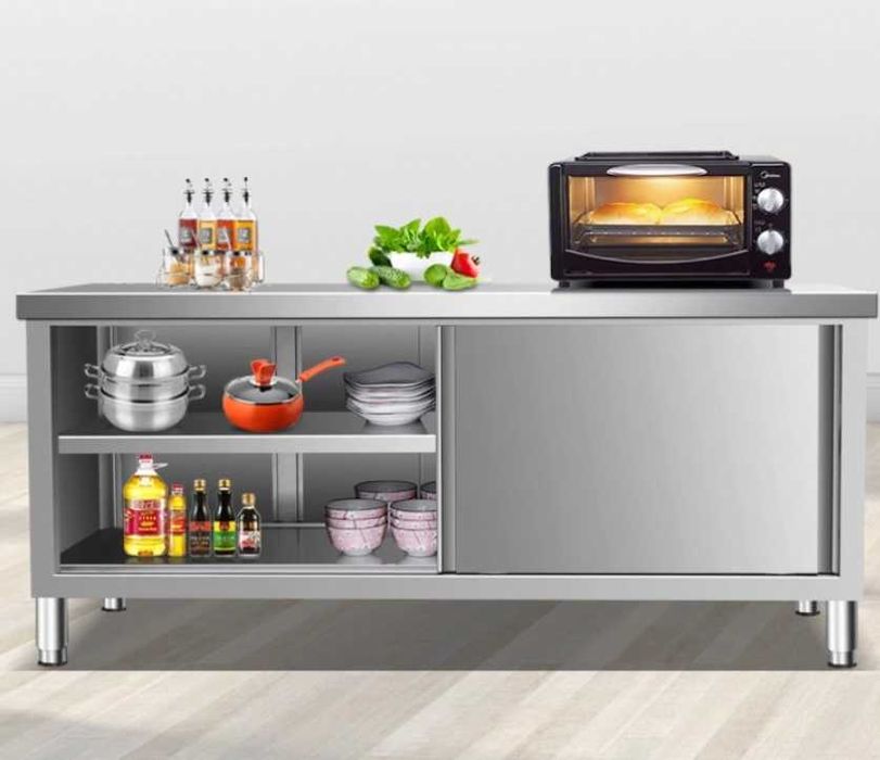 Masa de lucru tip dulap din inox cu usi glisante 100,120,150,180,200cm