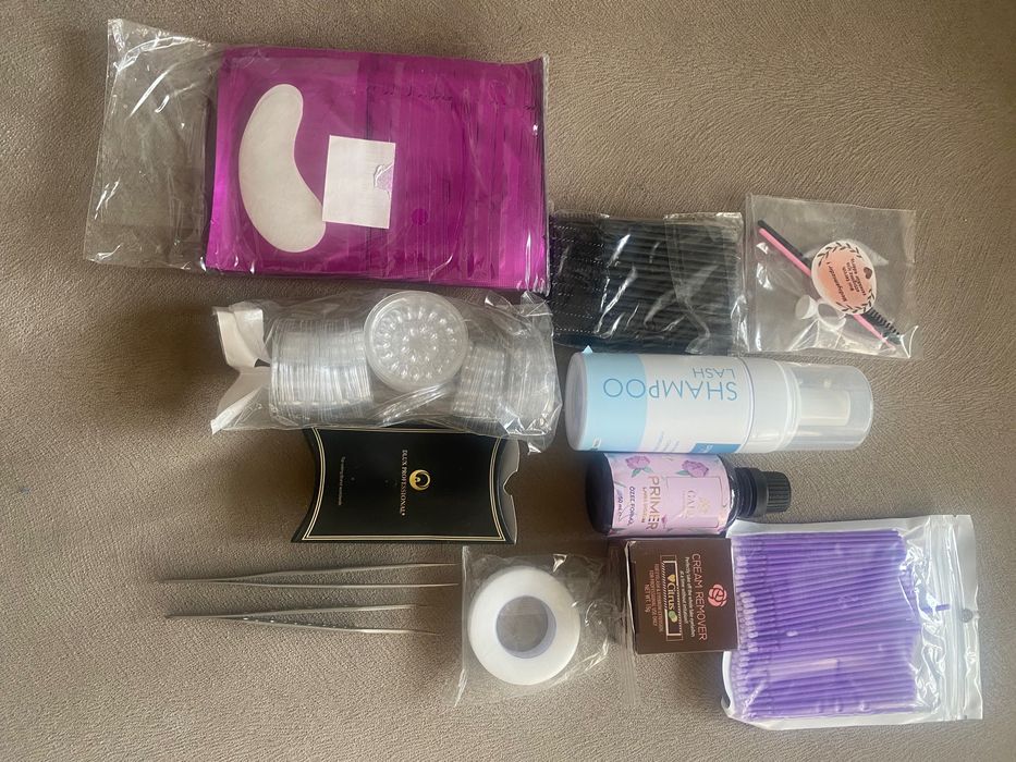 Пълен комплект от материали за поставяне на мигли професионални