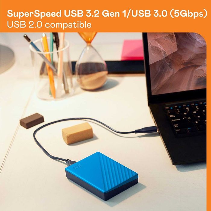 Hard Disk extern Western Digital My Passport 6TB, albastru, USB3.0, USB2.0,sigilat