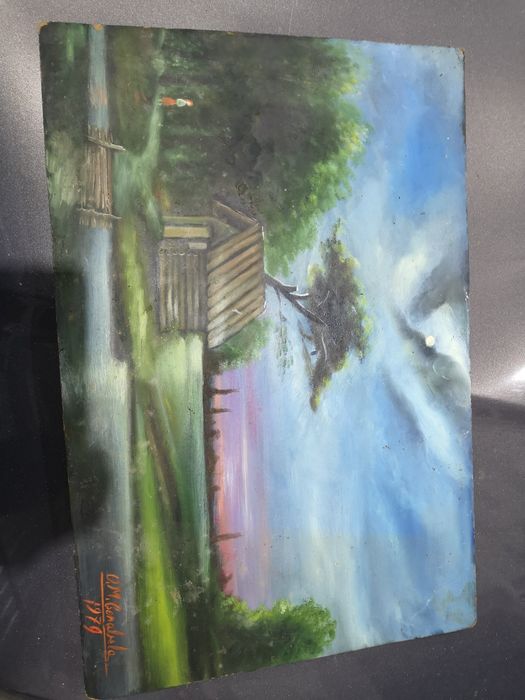 Tablou pictura ulei pe placaj O. M. Carabela 1979