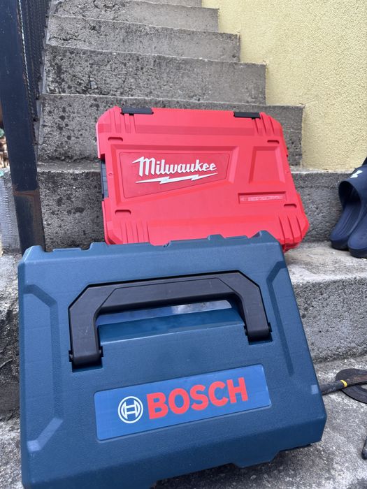 Комплект машини Bosch Professional + Milwaukee – гайковерт и ъглошлайфи