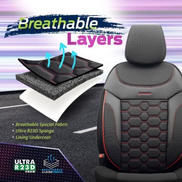 Луксозна Тапицерия за седалки Otom Carbon Черно/Червено