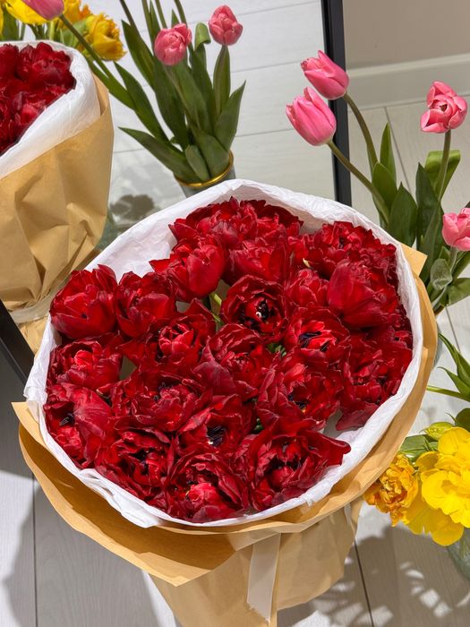 Тюльпаны пионовидные, букет 27 шт