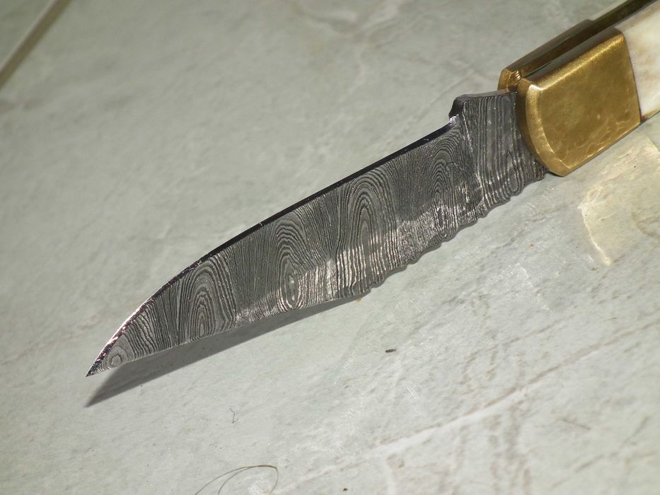 Briceag handmade stil Buck 110 plásele corn de cerb otel damasc