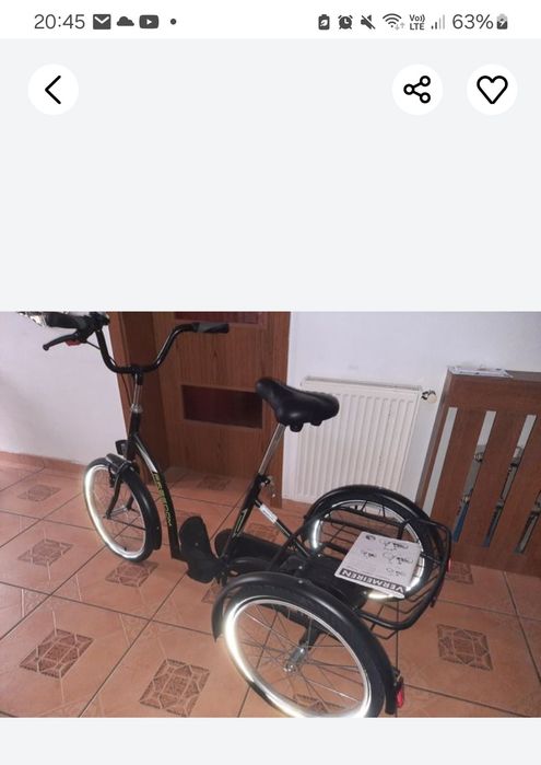 Vind  triciclu si suport susținere  persoane cu dizabilitati