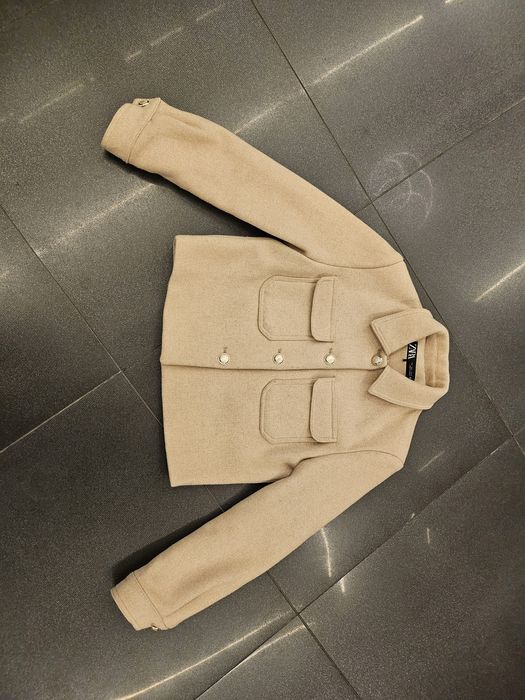 ZARA Wool Blend CROPPED Coat палто S-38