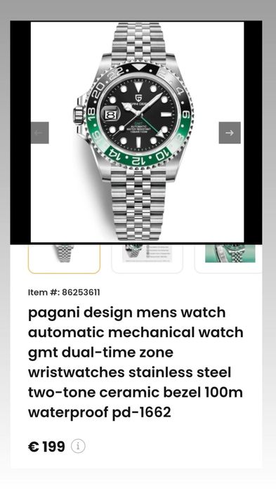 Pagani design gmt sprite, rolex