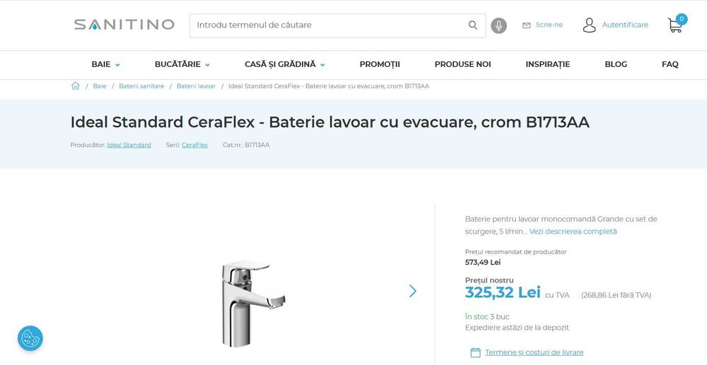 Robinet pentru chiuvetă Ideal Standard Ceraflex crom, B1713AA
