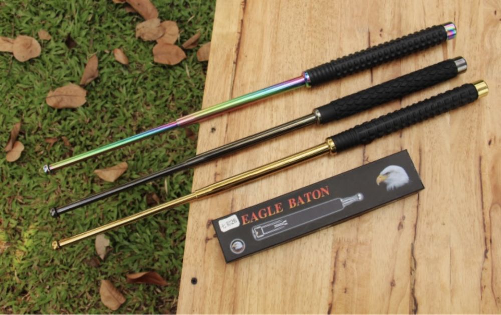 телескопична палка здрава стоманена сгъваема+калъф за колан 64см