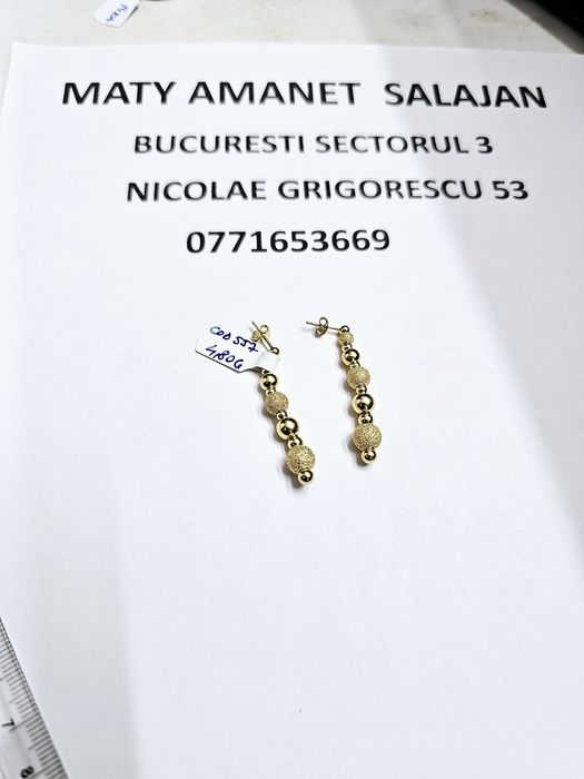 Vand cercei din aur 14 k 4.8 g cod 557