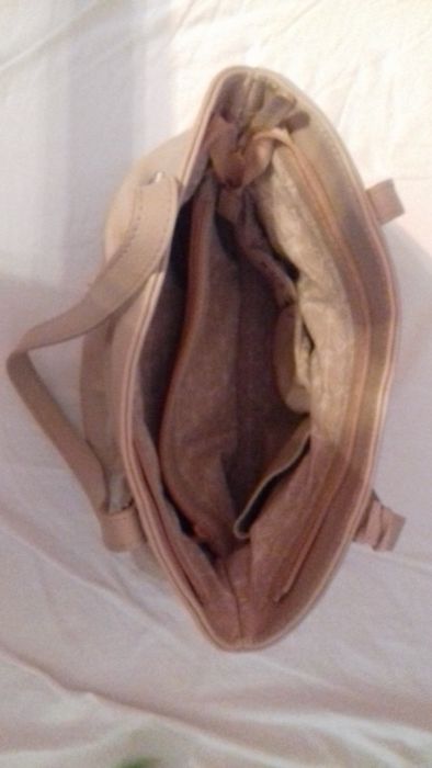 Чанта естествена кожа цвят пудра