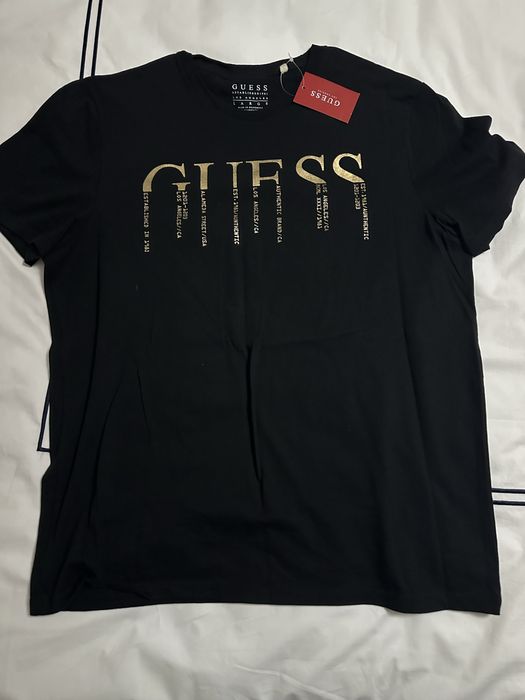 Tricou Guess de bărbați cu logo auriu