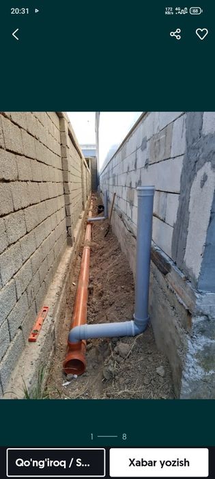 Urachi Oʻra tiranshey kanalizatsiya santexnika