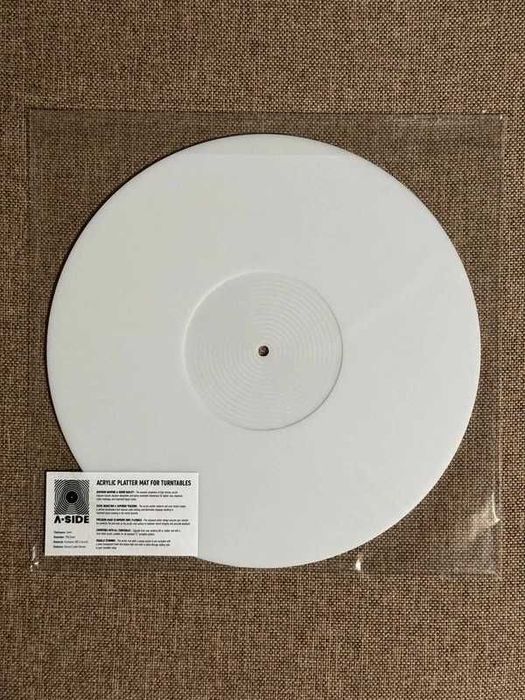 Glossy White (alb) Acrylic slipmat pentru pickup vinil