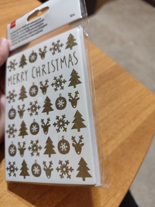 Комплект 10 коледни картички и 10 плика в пакет