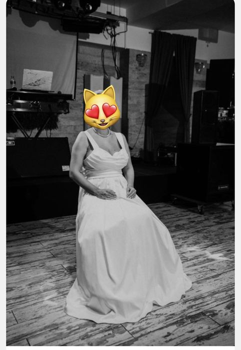 Rochie mireasã tafta corset reglabilă trena detasabila