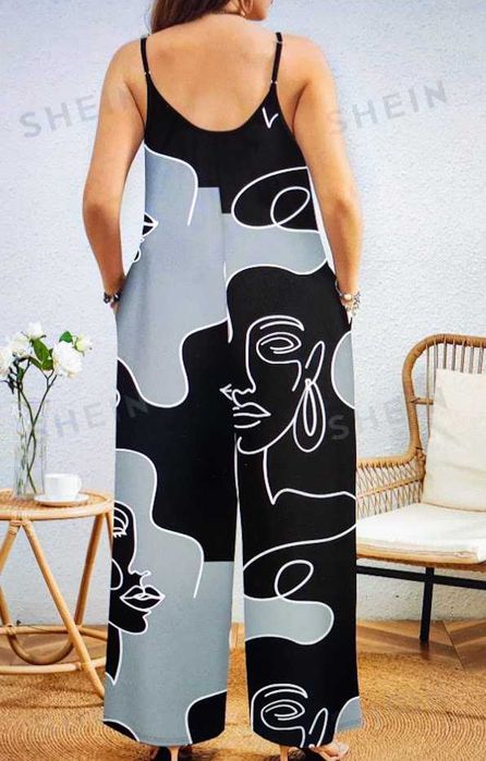 Salopetă dama cu imprimeu grafic