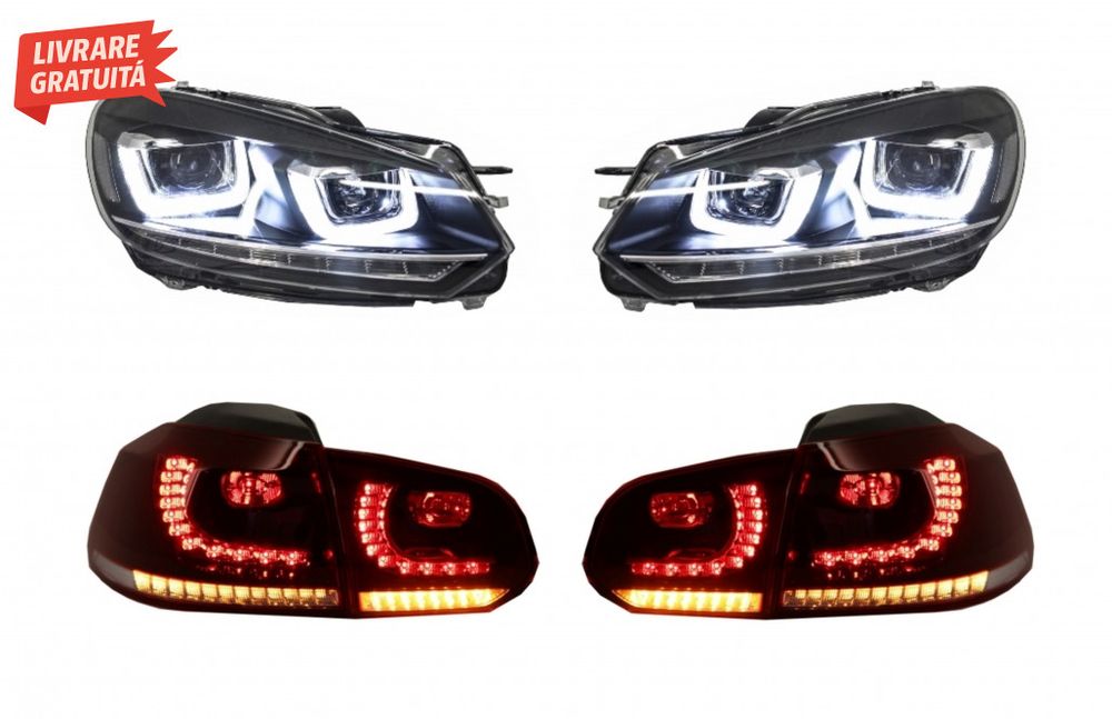 Faruri si Stopuri LED VW Golf 6 VI (2008-up) R20 U Design cu Semnal LE