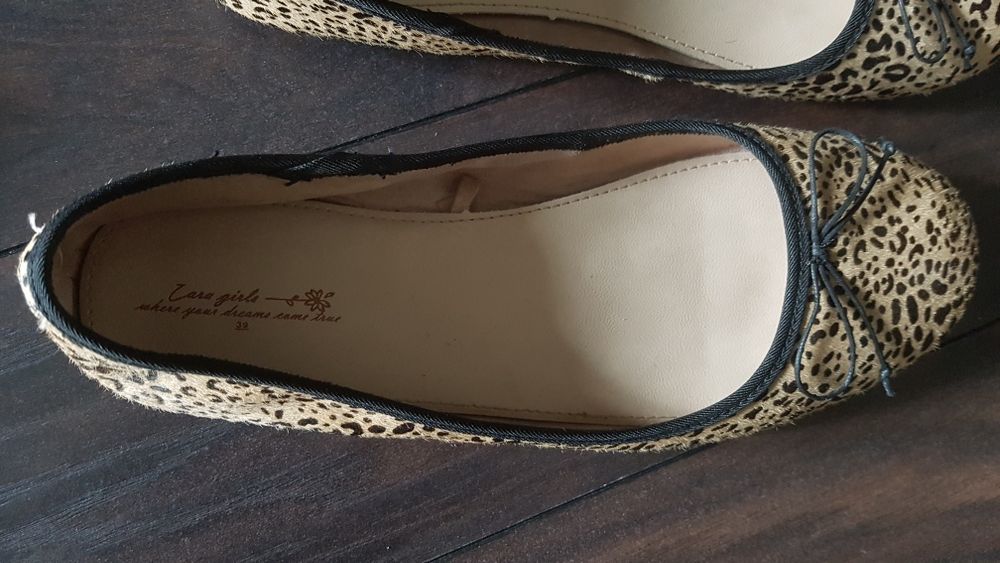 Pantofi Zara, piele cu par - animal print - mar.39