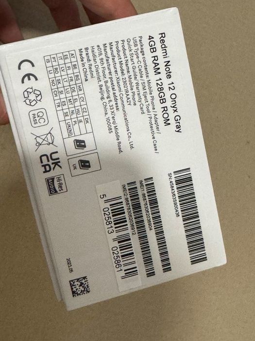 Смартфон Xiaomi Redmi Note 12, 128GB, 4GB RAM, 4G, Onyx Grey