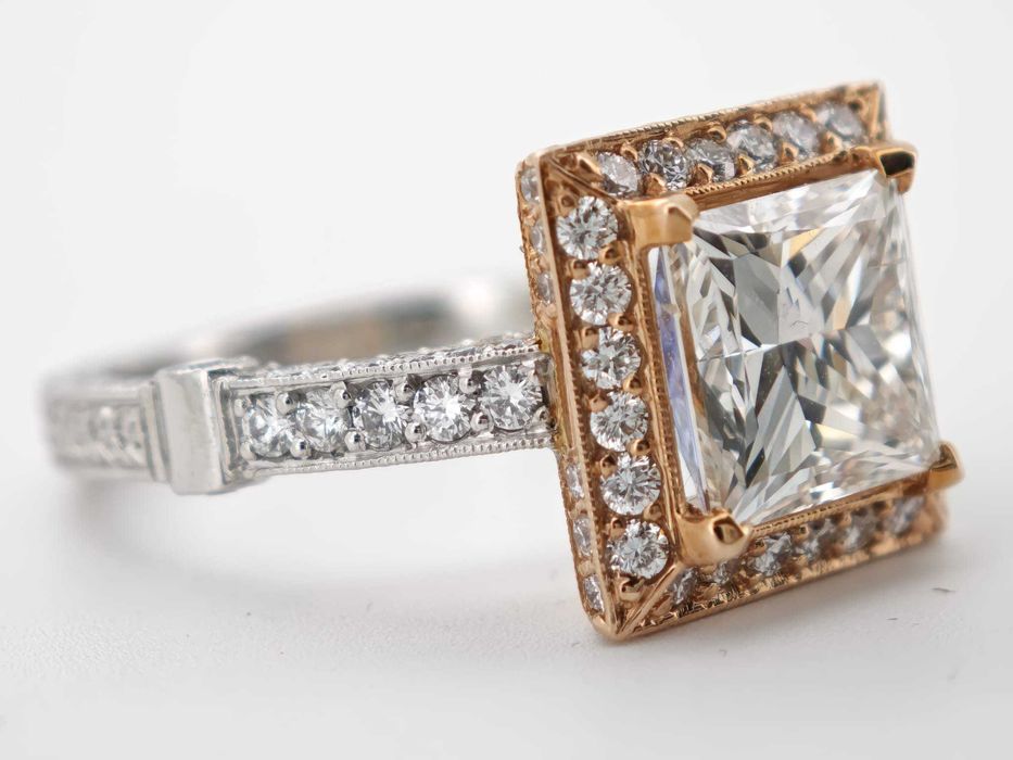 inel 18k/PT diamante naturale si lab grown 4ct IGI