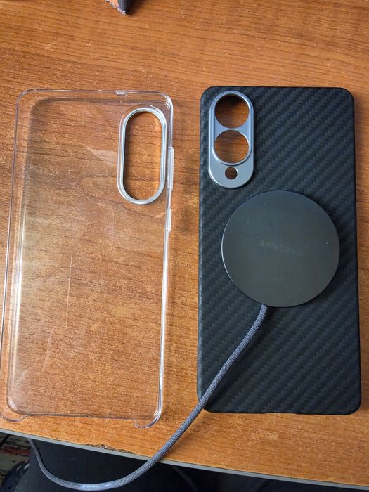 Samsung S25 Edge Husa Carbon + Husa transparenta