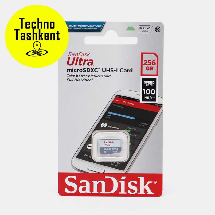 Карта памяти SanDisk Ultra 256 ГБ, 100Mb/s (Garantiya) (Dostavka Bor)