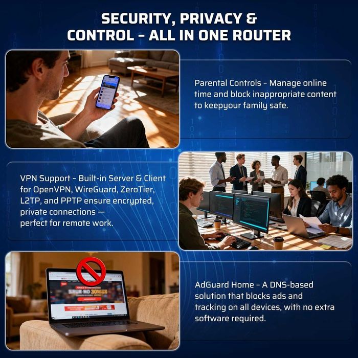 LTC Velo7 Max BE1900 WiFi7 рутер Native LuCI, Tri-Band MLO, 10 антени