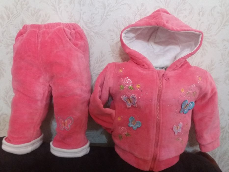 Куртка со штанишками теплая на зиму на малышку от 7 мес до 1,5года