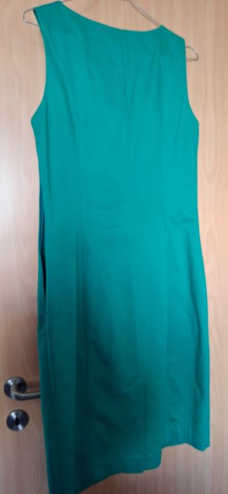 Rochie clasica din bumbac , verde , culoarea ierbii