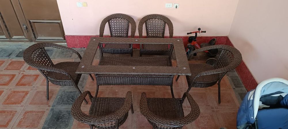 Ratan stol stul 6 kishilik