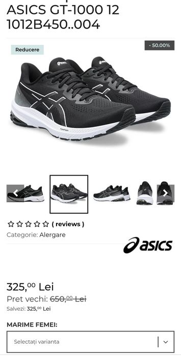 Pantofi alergare ASICS Gt 1000 12, adidași sport nr. 39 EU unisex