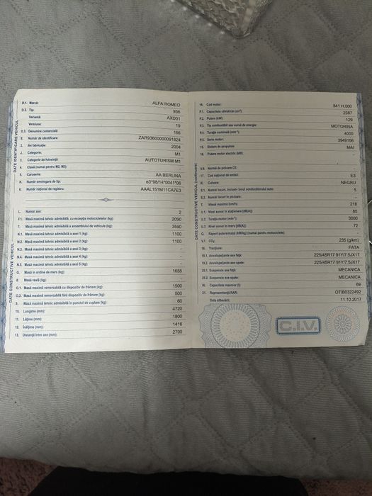 Alfa Romeo 166 facelit de vânzare mai multe informații la telefon