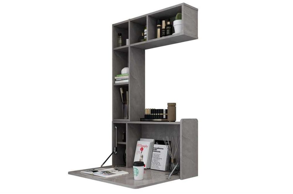 LIVRARE GRATUITA - Birou pliabil de perete cu 5 rafturi – masa calculator / birou office, economisire spatiu