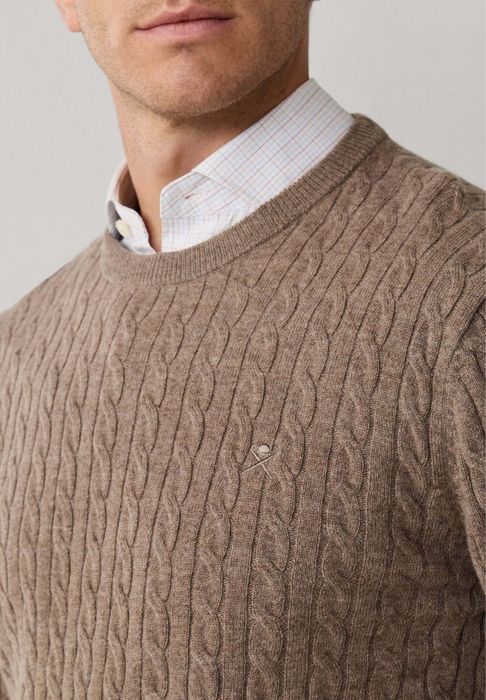 80% вълна Hackett London Cable Crew Lambswool Pullover ОРИГИНАЛ мъжки пуловер - L/XL