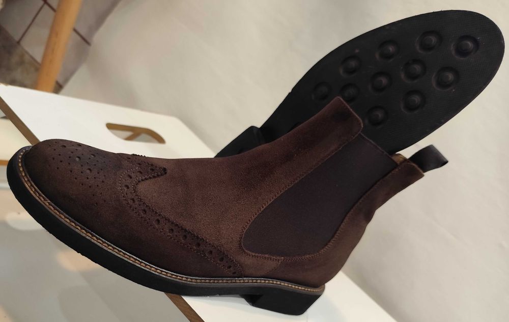 Ghete chelsea 39 brogue Lav Artigianale piele naturala suede moale