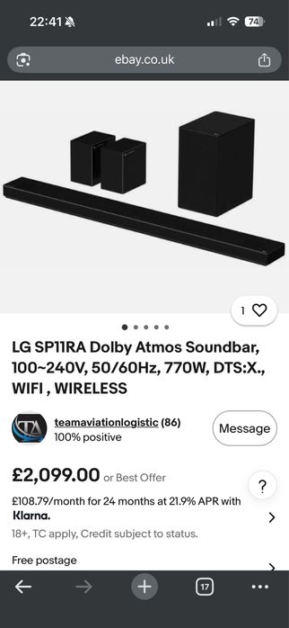 Soundbar LG SP11RA DE