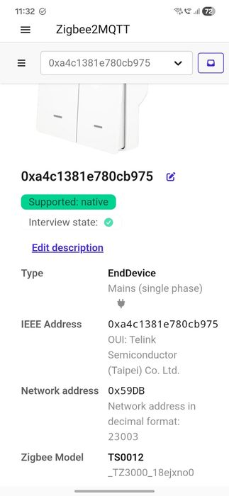 Întrerupător / switch zigbee Tuya 2 canale