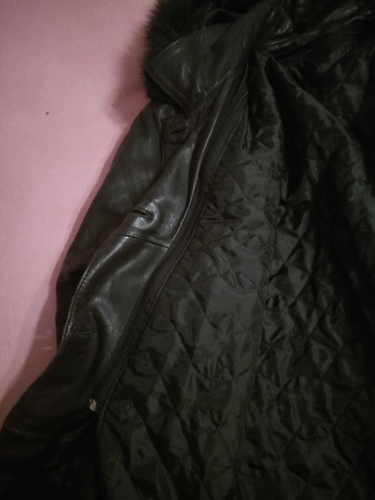 Geacă de piele damă cojoc cu glugă