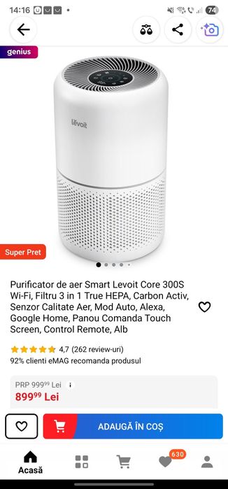 Purificator de aer Smart Levoit Core 300S Wi-Fi