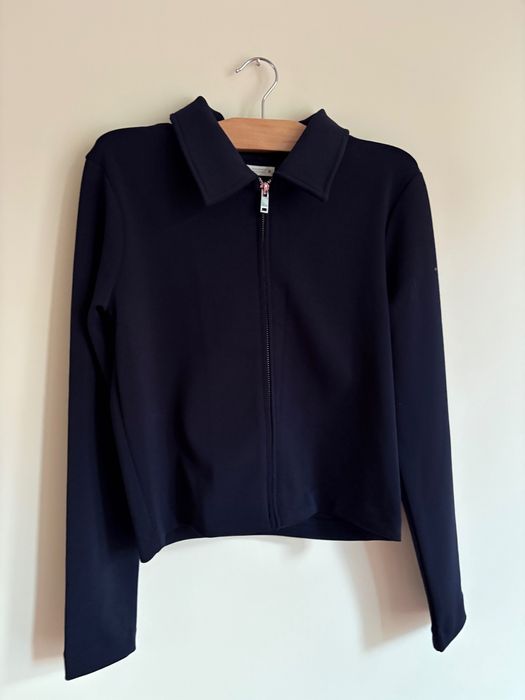 Тъмносиня блуза с цип ZARA