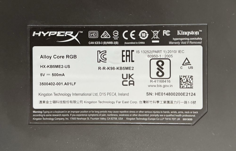 Tastatura gaming HyperX Alloy Core RGB