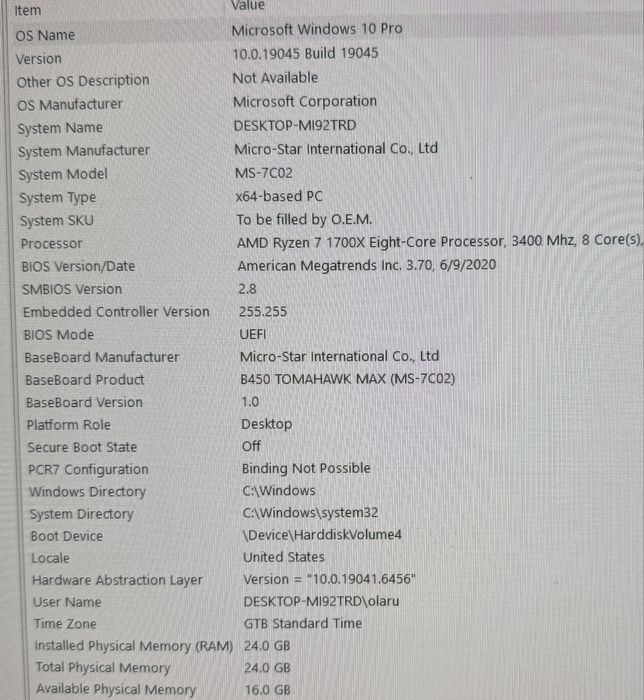 PC gaming 24GB RAM, Ryzen 7, RX580 8GB